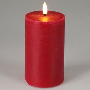 Светодиодная восковая свеча Rustic 12.5 см красная, мерцающее пламя, на батарейках, таймер
