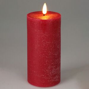 Светодиодная восковая свеча Rustic 15 см красная, мерцающее пламя, на батарейках, таймер