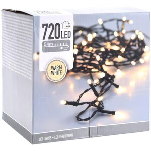 Светодиодная гирлянда Koopman Comfort Steady 54 м, 720 теплых белых LED ламп, зеленый ПВХ, IP44