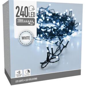 Светодиодная гирлянда Koopman Comfort 18 м, 240 холодных белых LED ламп, зеленый ПВХ, контроллер, таймер, IP44