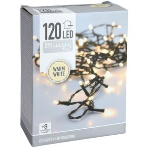 Светодиодная гирлянда Koopman Comfort 9 м, 120 теплых белых LED ламп, зеленый ПВХ, контроллер, таймер, IP44