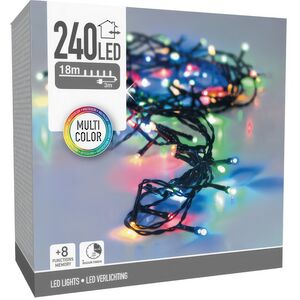 Светодиодная гирлянда Koopman Comfort 18 м, 240 разноцветных LED ламп, зеленый ПВХ, контроллер, таймер, IP44