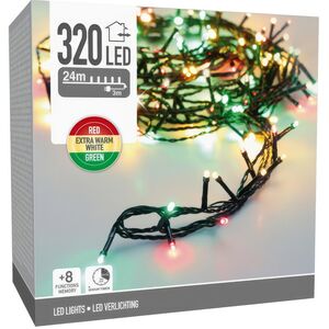 Светодиодная гирлянда Koopman Comfort Italian 24 м, 320 разноцветных LED ламп, зеленый ПВХ, контроллер, таймер, IP44
