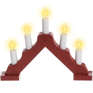 Светильник-горка Норвегия малый 21*17 см красный, 5 теплых белых LED ламп, батарейка Snowhouse фото 3