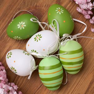 Пасхальные подвески Яйца - Green Easter 6 см, 6 шт Breitner фото 1