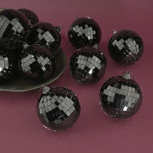 Набор елочных украшений Зеркальный Диско шар Black 8 см, 12 шт