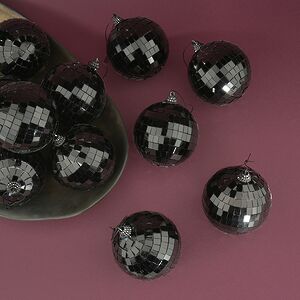 Набор елочных украшений Зеркальный Диско шар Black 8 см, 12 шт Koopman фото 5