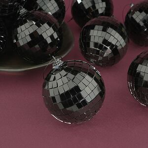 Набор елочных украшений Зеркальный Диско шар Black 8 см, 12 шт Koopman фото 3