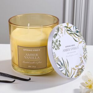 Ароматическая свеча Melania - Amber Vanilla 10 см, в стеклянном стакане