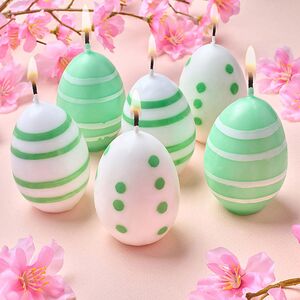 Пасхальные свечи Яйца: Весеннее Сияние 6 см зеленые, 6 шт