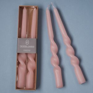 Свечи витые De Mala 23 см, 2 шт, светло-розовые
