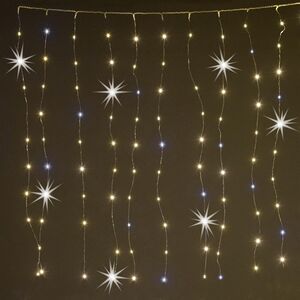 Гирлянда штора Капельки Росы 95*95 см, 100 теплых белых мини LED ламп с голубым мерцанием, серебряная проволока, IP20 Snowhouse фото 3