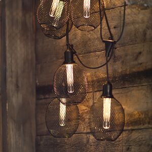 Гирлянда из лампочек Loft Party Lights 5 м, 10 ламп, теплые белые LED, черный ПВХ, соединяемая, IP44 Winter Deco фото 5