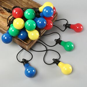 Гирлянда из лампочек Big Party Lights 10 м, 20 ламп, разноцветные LED, черный ПВХ, соединяемая, IP44 Winter Deco фото 4