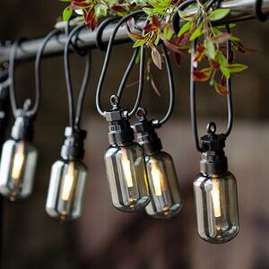 Гирлянда из лампочек Smoky Party Lights 10 м, 20 ламп, теплые белые LED, черный ПВХ, соединяемая, IP44