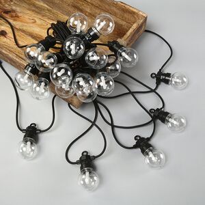 Гирлянда из лампочек Party Lights 10 м, 20 ламп, теплые белые LED, черный ПВХ, соединяемая, контроллер, IP44 Winter Deco фото 9