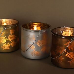 Стеклянный подсвечник Feuilles 12 см серебряный Kaemingk фото 2