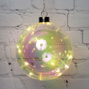 Декоративный подвесной светильник Шар Инграм 12 см, 10 теплых белых LED ламп, на батарейках, стекло Peha фото 3