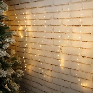 Светодиодная бахрома Капельки Росы 2.3*0.8 м, 192 теплых белых мини LED ламп с мерцанием, серебряная проволока, IP20