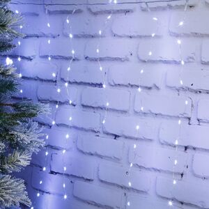 Светодиодная бахрома Капельки Росы 3.5*0.8 м, 288 холодных белых мини LED ламп с мерцанием, серебряная проволока, IP20