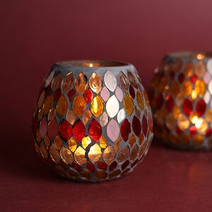 Стеклянный подсвечник Витражная мозаика - Лигурия 10 см