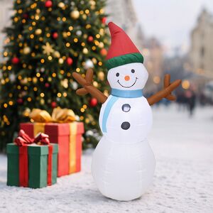 Надувная фигура Снеговик Тобиас в колпачке 120 см с подсветкой