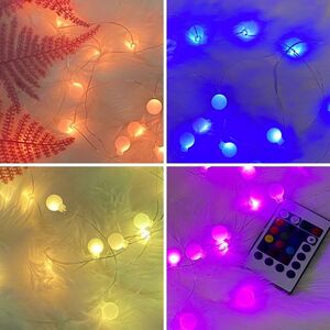 Светодиодная USB-гирлянда с 31 режимом Шарики 3.2 м, 32 разноцветных RGB LED, серебряная проволока, пульт управления, таймер, IP20