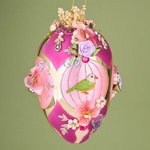 Коллекционная стеклянная елочная игрушка Яйцо - Botanical Serenade 18 см