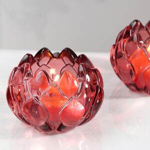 Стеклянный подсвечник для чайной свечи Артишок 8*6 см, красный