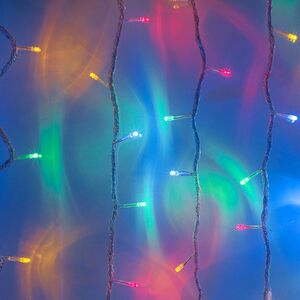 Гирлянда штора Quality Light, разноцветные LED лампы, прозрачный ПВХ, соединяемая, IP20