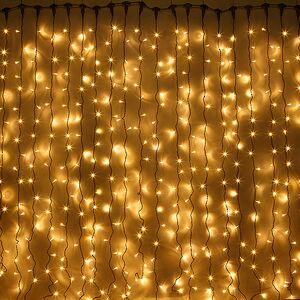 Светодиодный занавес Quality Light 2*2 м, 400 теплых белых LED ламп, черный ПВХ, соединяемый, IP44