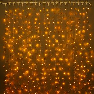 Светодиодный занавес Quality Light 2*3 м, 600 желтых LED ламп, прозрачный ПВХ, соединяемый, IP44 BEAUTY LED фото 1