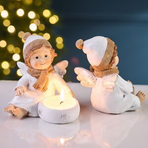 Набор фигурок Ангелочки с подсвечником и подарком 9 см, 2 шт Swerox (Сверокс) фото 7