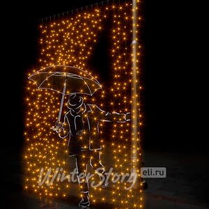 Светодиодный занавес Rich Led Cap 2*3 м, 600 желтых LED ламп, черный ПВХ, соединяемый, IP65