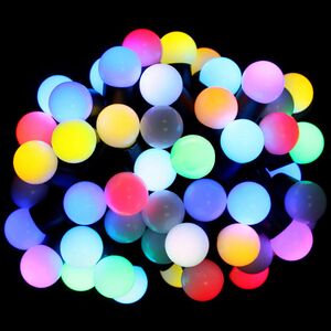 Светодиодная гирлянда Мультишарики 23 мм 50 RGB LED ламп 7.5 м, черный КАУЧУК+ПВХ, соединяемая, IP65
