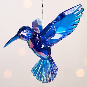 Елочная игрушка Kristal Колибри 11 см радужно-голубая, подвеска