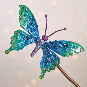 Елочная игрушка Бабочка Морфо 15 см изумрудная с синим, клипса
