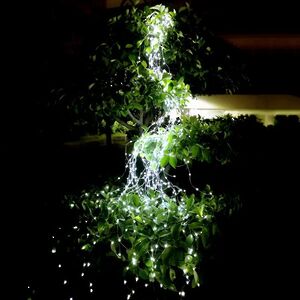 Гирлянда Лучи Росы 10*3 м, 300 холодных белых мини LED ламп, серебряная проволока, IP44