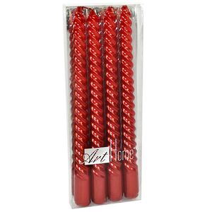 Витые красные свечи Vallo Serra 25 см красные, 4 шт