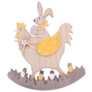 Декоративная фигурка Курочка-Качалка и Кролик Банни 23 см желтая