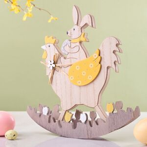 Декоративная фигурка Курочка-Качалка и Кролик Банни 23 см желтая Due Esse Christmas (Ду Эссе Кристмас) фото 3