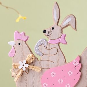 Декоративная фигурка Курочка-Качалка и Кролик Банни 23 см розовая Due Esse Christmas (Ду Эссе Кристмас) фото 2