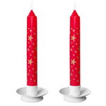Новогодние свечи Christmas Dinner - Звезды 21 см красные, 4 шт