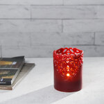 Восковая LED свеча на батарейках Клара 10*8 см бордовая