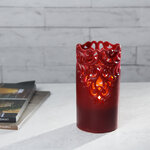 Восковая LED свеча на батарейках Клара 15*8 см бордовая