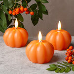 Светодиодная свеча с имитацией пламени Pumpkin 8 см, таймер, на батарейках