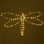 Плоское светодиодное украшение Стрекоза 80 см, 126 теплых белых LED ламп, IP44
