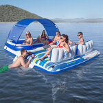 Надувной матрас-остров с навесом Tropical Breeze 373*264 см синий