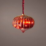 Подвесной светильник RedGlass - Луковка 20 см, 15 микро LED ламп, таймер, на батарейках, стекло