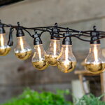Ретро гирлянда Золото Эдисона, 20 ламп, экстра теплые белые LED, 9.5 м, черный ПВХ, соединяемая, IP44